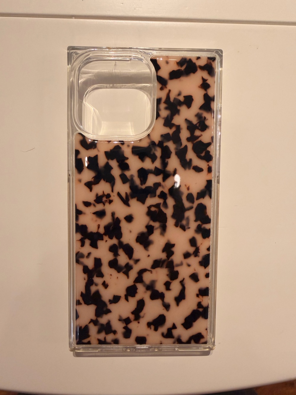 Flaunt Clear-Edged Beige Tortoiseshell Phone Case - 14 Pro Max